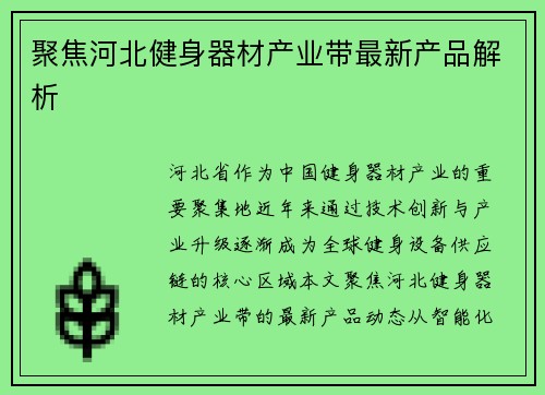 聚焦河北健身器材产业带最新产品解析
